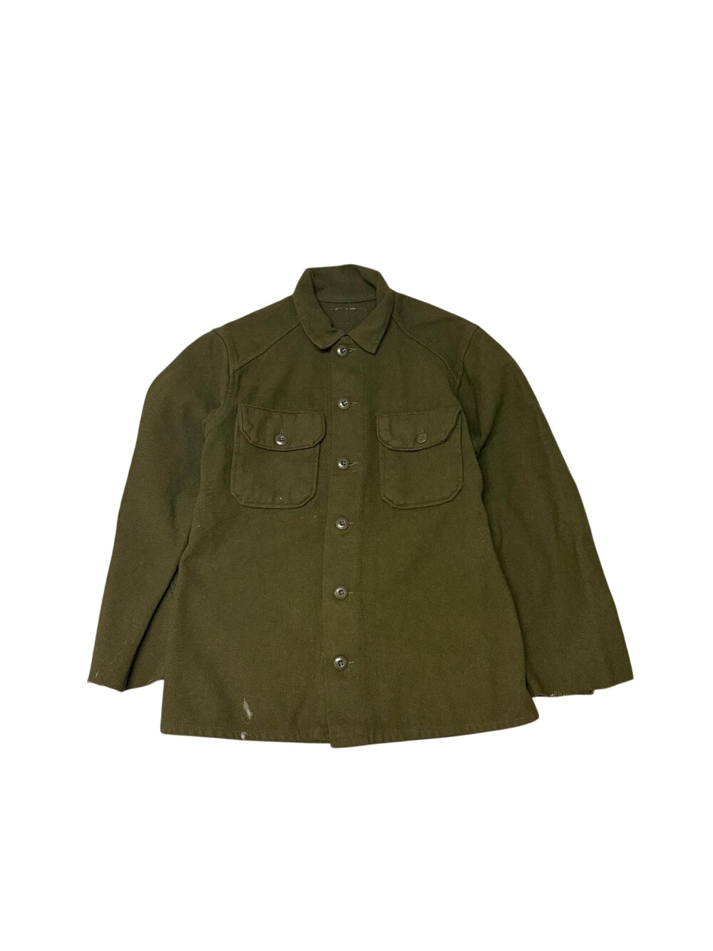 Vintage US Army Field Shirt Mens Small Green Wool Nylon Button 107 Military